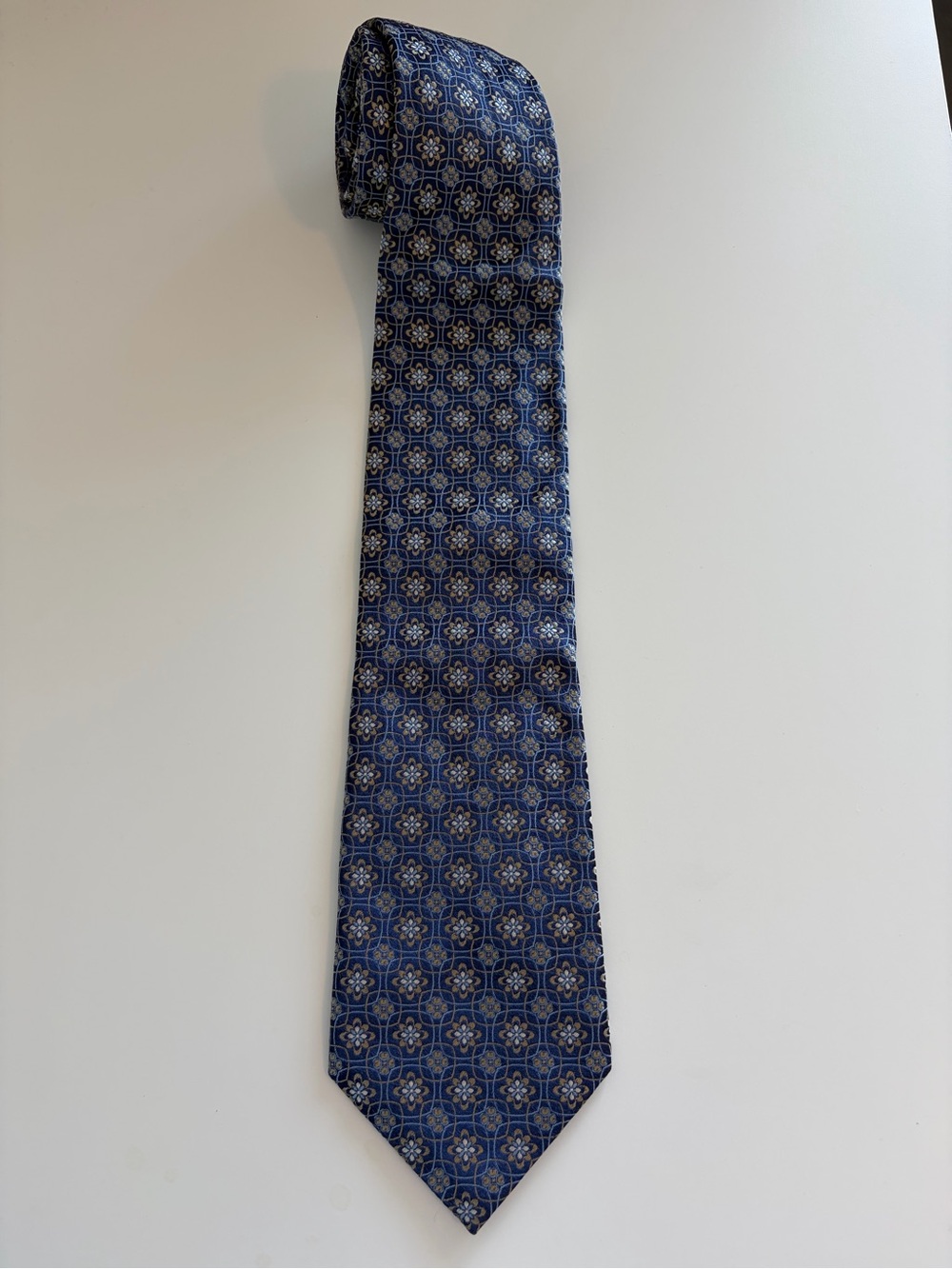 Canali Blue Floral Medallion 100% Silk Tie Made in Italy